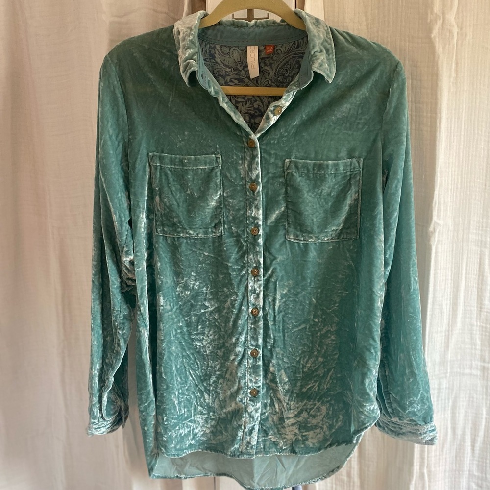 Anthropologie Pilcro Velvet Shirt- Size 6